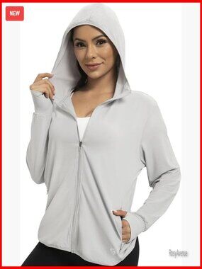Women's UPF 50+ Sun Protection Zip Up Hoodie Jacket with Thumb Holes